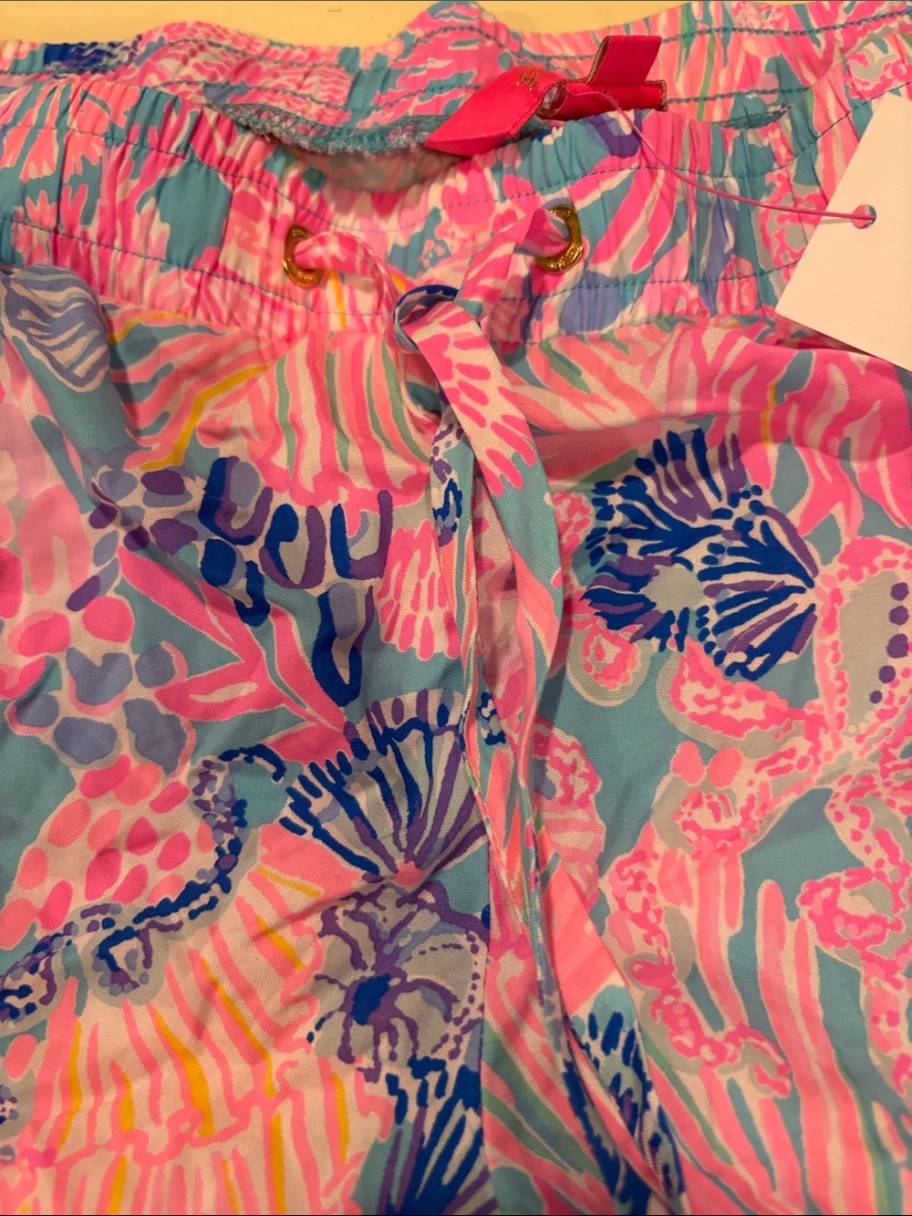 Lilly Pulitzer Katia Splendor In The Sand Bright Ocean Elastic Waist Shorts NWT - Picture 3 of 3